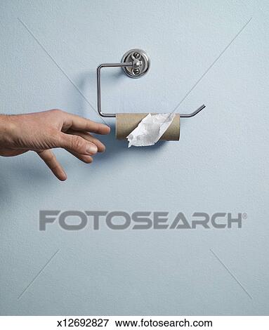 Picture Of Hand Reaching For Empty Toilet Paper Roll X12692827 Hand Reaching For Empty Toilet Paper Roll