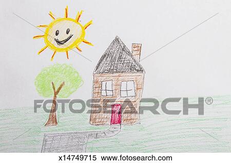 House Kids Drawing Stock Photography X14749715 Fotosearch