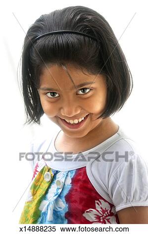 9 Year Old Bengali Girl Indian Girl Different Mood Stock