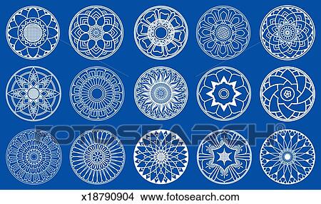 Lotus Flowers Circle Design Stock Illustration X18790904