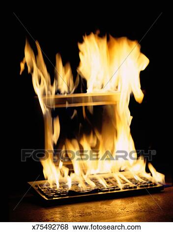 Computer On Fire Stock Photo X75492768 Fotosearch