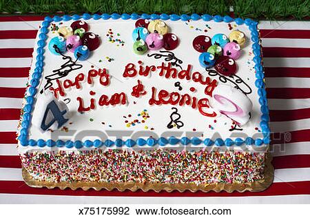 Birthday Cake Of Bother And Sister Stock Image X75175992 Fotosearch