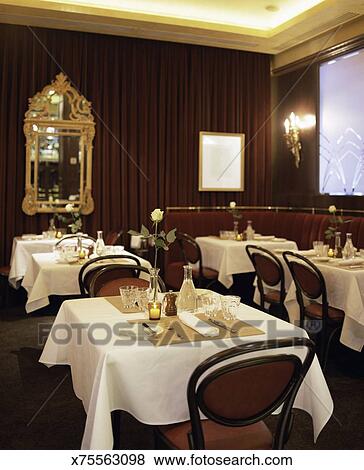 Fancy Restaurant Dining Room Interior Stock Photo