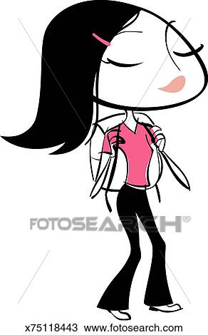 Clip Dibujo Mochila Proceso Fotosearch Buscar Art De Mujer Llevar IFrFqxw0H