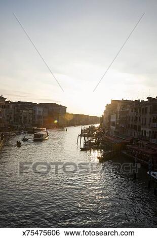 Les Grand Canal à Coucher Soleil Venise Italie Banque De Photographies