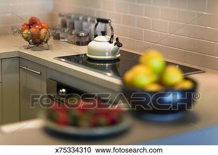 Kettle On A Induction Cooktop Stock Image X75334310 Fotosearch