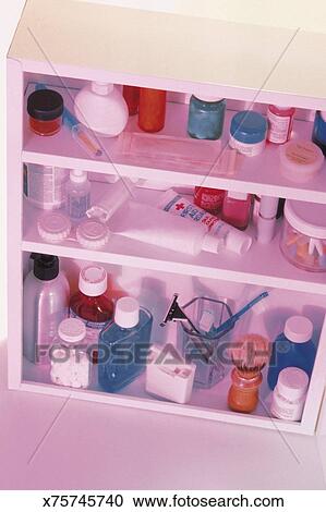 Open Medicine Cabinet Stock Image X75745740 Fotosearch