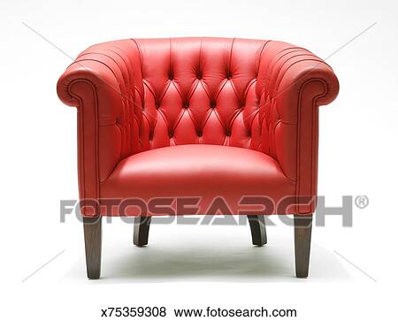 Bright Red Leather Chair Stock Photo X75359308 Fotosearch