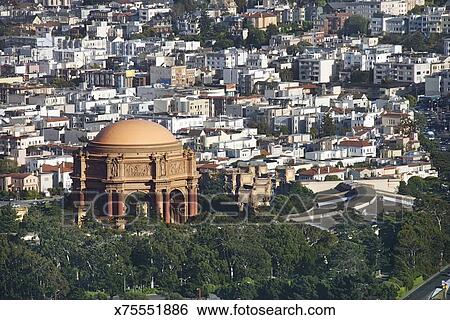 Aerial View Of The Palace Of Fine Arts San Francisco California