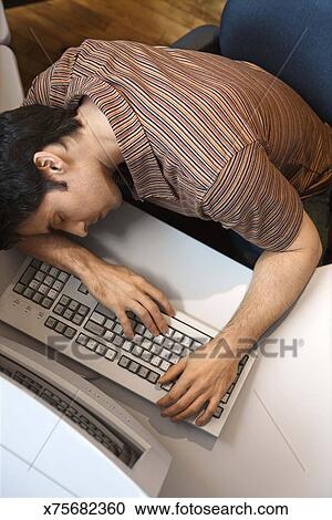 Man Asleep At Desk Stock Image X75682360 Fotosearch