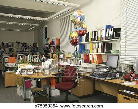 Stock Photo Of Congratulations Balloons Tied To Chair In Empty Congratulations Balloons Tied To Chair In Empty Office