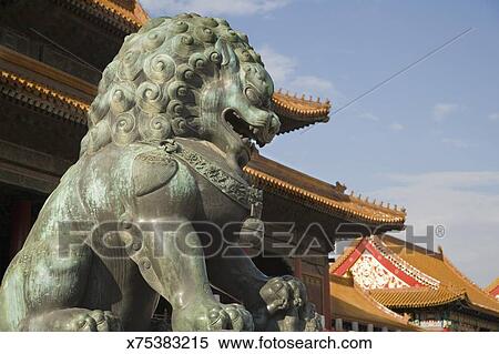 Lion Statue Forbidden City Beijing China