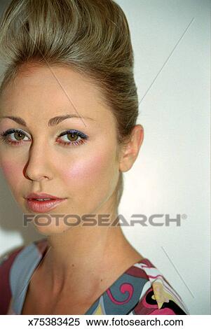 Serious Woman With Pompadour Hairstyle Stock Photography