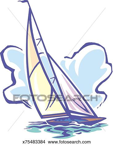 Barca Vela Archivio Illustrazioni