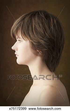 Portrait Of Young Girl With Boy S Haircut Stock Photo X75172399