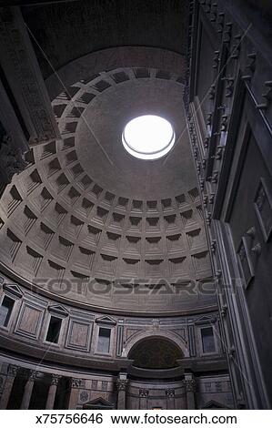 Detail Of Interior Of The Pantheon Rome Italy Stock