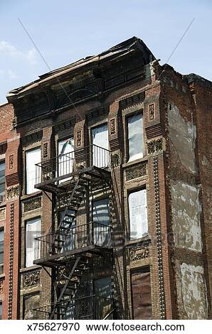 Apartment Building With Fire Escape Ladders New York City Stock Apartment Building With Fire Escape Ladders New York City