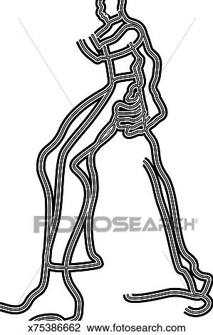 Sketch Of A Person Walking Drawing X75386662 Fotosearch
