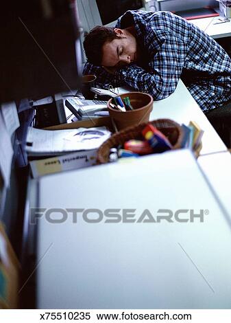 Man Asleep At Desk Stock Photography X75510235 Fotosearch