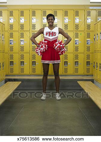 Teenage Girl 15 17 Cheerleader In Locker Room Portrait
