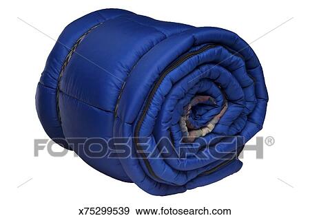 Stock Photograph Of Rolled Up Sleeping Bag On White Background Rolled Up Sleeping Bag On White Background