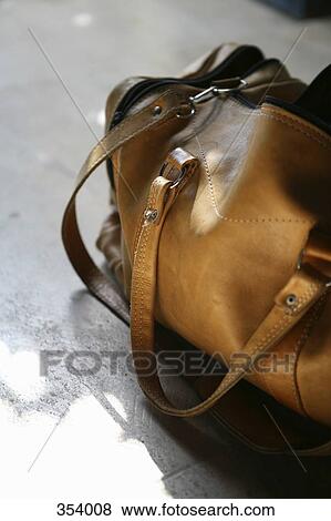 Leather gym bag View Large Photo Image Stock Photo - Leather gym bag. Fotosearch