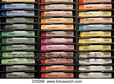 Stock Photograph - Rows of multi-colored chalk. Fotosearch