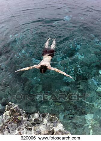 A man swimming in the sea View Large Photo Image Stock Photograph - A man swimming in the sea. Fotosearch
