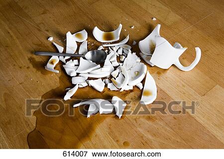 Stock Photo - A smashed cup of coffee. Fotosearch