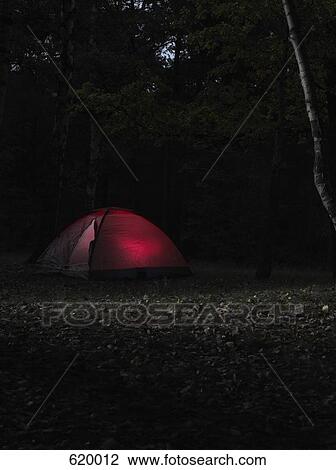 An illuminated red tent in a forest at night View Large Photo Image Stock Image - An illuminated red tent in a forest at night. Fotosearch