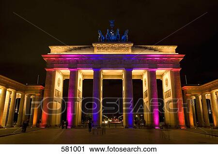 Brandenburg Gate illuminated at night, Berlin View Large Photo Image Stock Image - Brandenburg Gate illuminated at night, Berlin. Fotosearch