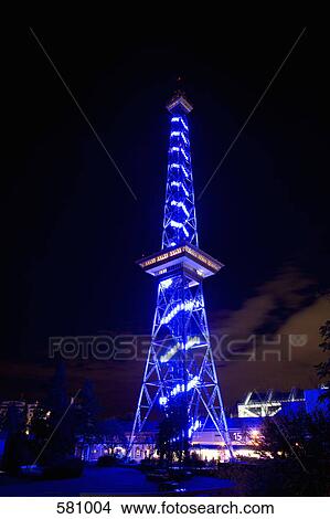 Radio Tower illuminated at night, Berlin View Large Photo Image Picture - Radio Tower illuminated at night, Berlin. Fotosearch