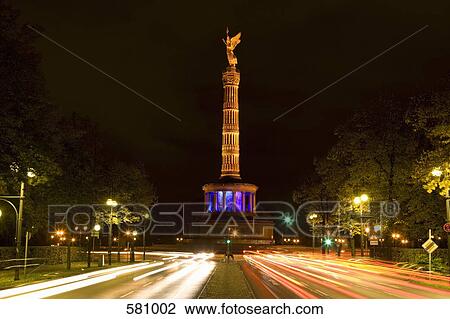 Victory Column at night, Berlin View Large Photo Image Stock Image - Victory Column at night, Berlin. Fotosearch