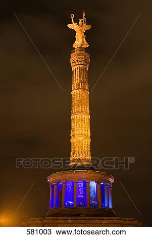 Victory Column at night, Berlin View Large Photo Image Stock Image - Victory Column at night, Berlin. Fotosearch