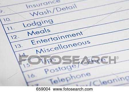 Close up of expense sheet View Large Photo Image Picture - Close up of expense sheet. Fotosearch