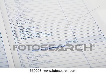 Close up of itemized deduction section of a tax form View Large Photo Image Stock Photo - Close up of itemized deduction section of a tax form. Fotosearch