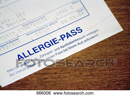 Stock Photograph - Medical Allergy Pass. Fotosearch