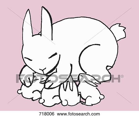 A rabbit with four babies View Large Photo Image Stock Photograph - A rabbit with four babies. Fotosearch