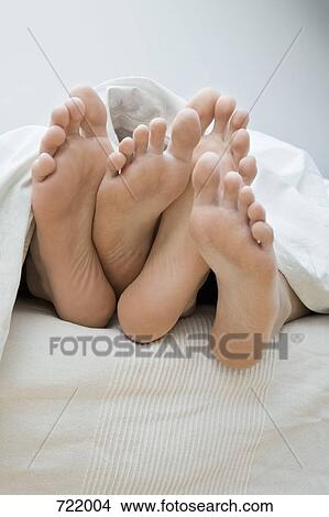 A couple's feet lying in bed View Large Photo Image Picture - A couple's feet lying in bed. Fotosearch