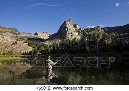 A man fly fishing in a lake View Large Photo Image Stock Image - A man fly fishing in a lake. Fotosearch
