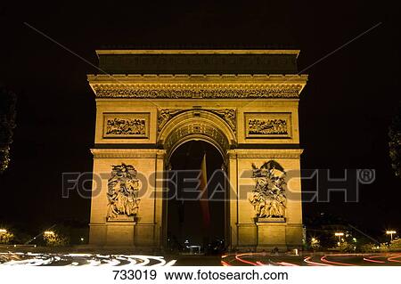Arc De Triomphe at night View Large Photo Image Stock Photo - Arc De Triomphe at night. Fotosearch