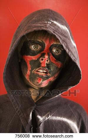 A boy with face paint, portrait View Large Photo Image Stock Photo - A boy with face paint, portrait. Fotosearch