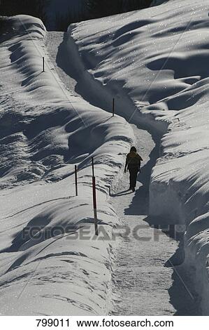 Person walking on a snow covered pathway, Graubuenden, Switzerland View Large Photo Image Stock Image - Person walking on a snow covered pathway, Graubuenden, Switzerland. Fotosearch
