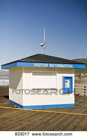 Stock Photo - A VISITOR INFORMATION hut on a pier, Pismo Beach, California, USA. Fotosearch