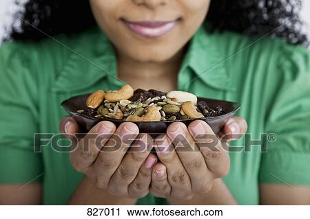Detail of a woman holding a bowl of nuts View Large Photo Image Stock Image - Detail of a woman holding a bowl of nuts. Fotosearch