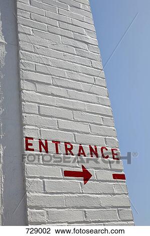 Painted entrance sign and arrow View Large Photo Image Stock Image - Painted entrance sign and arrow. Fotosearch