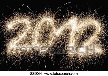 Stock Photograph - 2012 written with a sparkler. Fotosearch