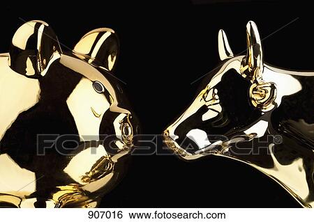 A Gold Pig And A Gold Bull View Large Photo Image Stock Photograph - A Gold Pig And A Gold Bull. Fotosearch