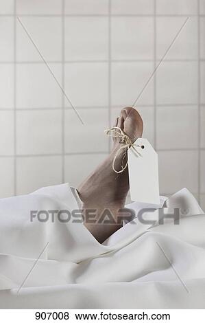 A Label Tied Around The Toe Of A Dead Body View Large Photo Image Stock Photo - A Label Tied Around The Toe Of A Dead Body. Fotosearch