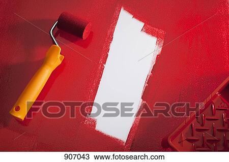 A Paint Roller With Red Paint View Large Photo Image Stock Image - A Paint Roller With Red Paint. Fotosearch